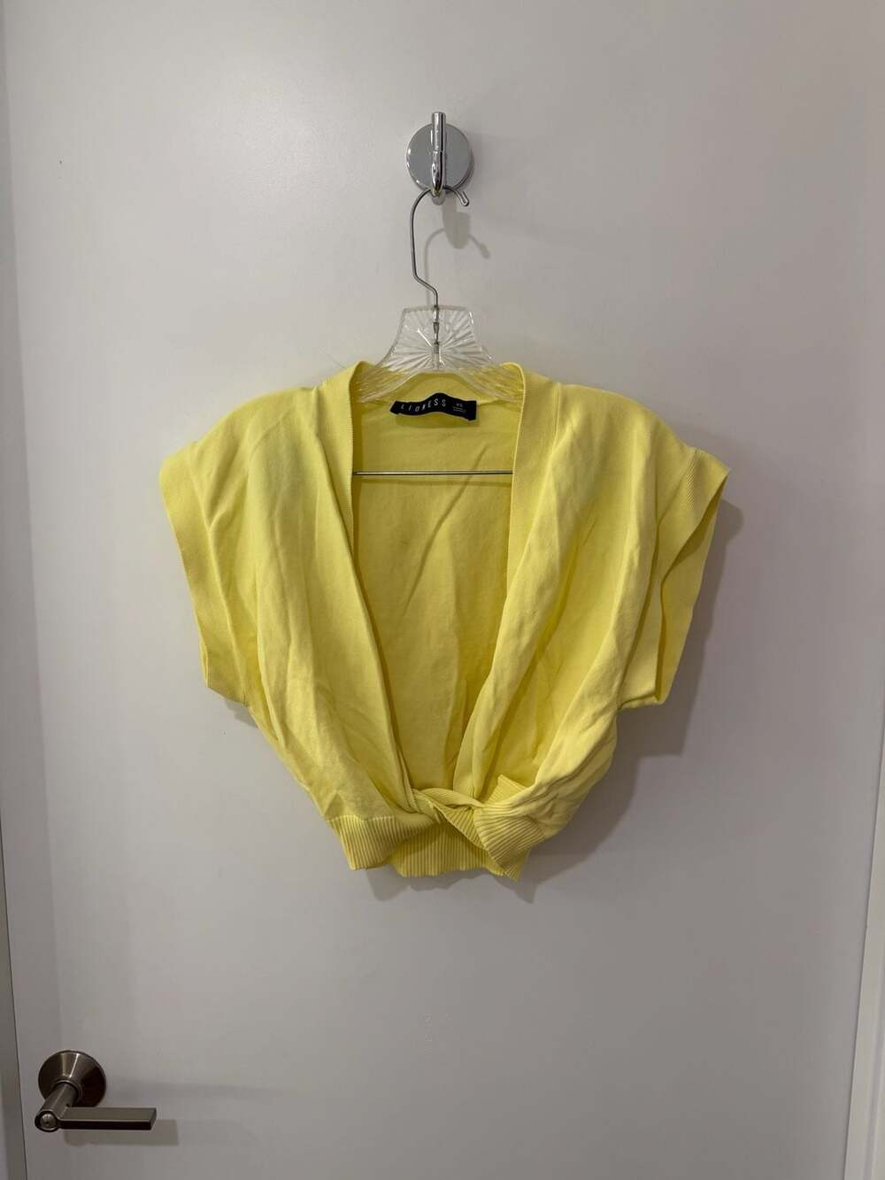 Lioness Yellow Wrap-Front Knit Top